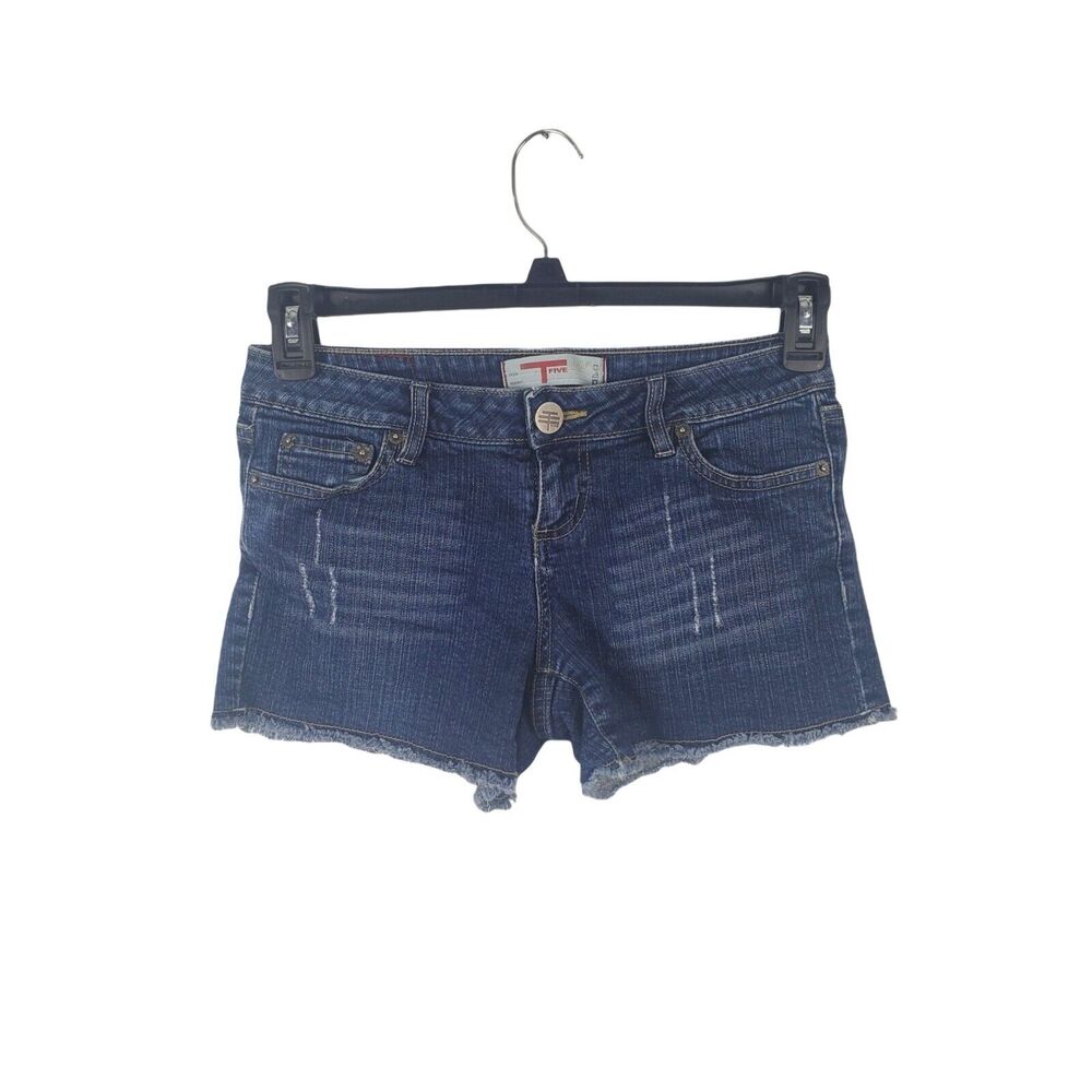 T Five Denim Shorts Juniors 5 Low Rise Raw Hem Distressed Summer